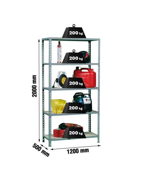 Estanteria 2000x1200x500 MADERCLICK MEGAPLUS 5/500 GALVA/MADERA marca SIMONRACK