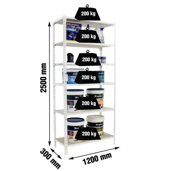 Estanteria 2500x1200x300 MADERCLICK MEGAPLUS 6/300 2500 BLANCO/MADERA marca SIMONRACK