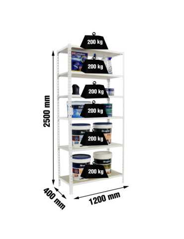Estanteria 2500x1200x400 MADERCLICK MEGAPLUS 6/400 2500 BLANCO/MADERA marca SIMONRACK