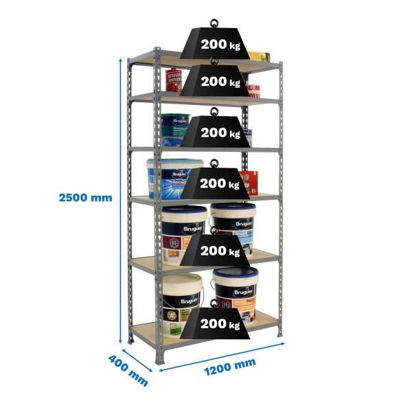 Estanteria 2500x1200x400 MADERCLICK MEGAPLUS 6/400 2500 GALVA/MADERA marca SIMONRACK