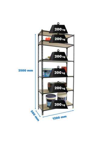 Estanteria 2500x1200x500 MADERCLICK MEGAPLUS 6/500 2500 ANTRACITA/MAD marca SIMONRACK