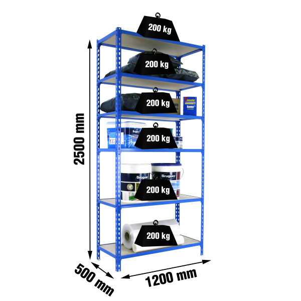 Estanteria 2500x1200x500 MADERCLICK MEGAPLUS 6/500 2500 AZUL/MADERA marca SIMONRACK