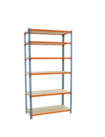 Estanteria 2500x1200x500 MADERCLICK MEGAPLUS 6/500 2500 AZUL/NARAN/MAD marca SIMONRACK 2