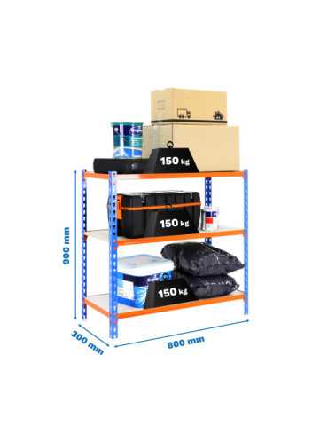 Estanteria 900x800x300 MADERCLICK MINI 3/300 900 AZUL/NARANJA/MADERA marca SIMONRACK