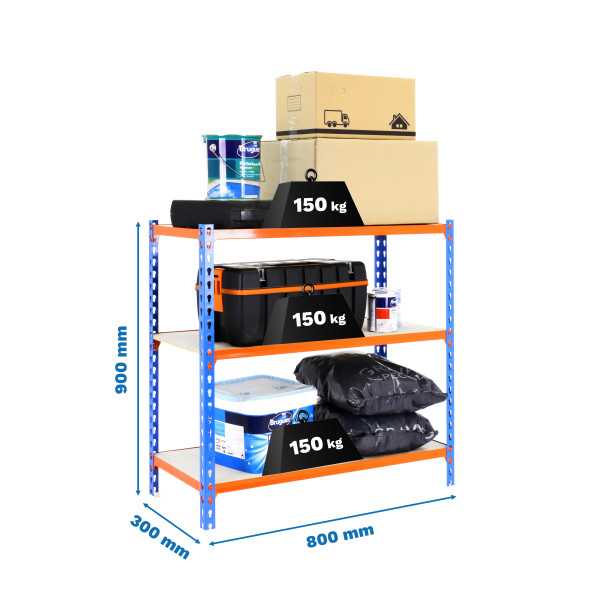 Estanteria 900x800x300 MADERCLICK MINI 3/300 900 AZUL/NARANJA/MADERA marca SIMONRACK