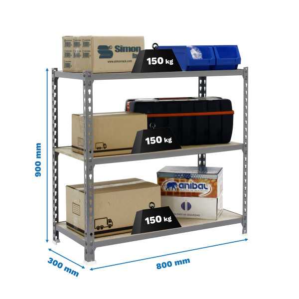 Estanteria 900x800x300 MADERCLICK MINI 3/300 900 GRIS/MADERA marca SIMONRACK