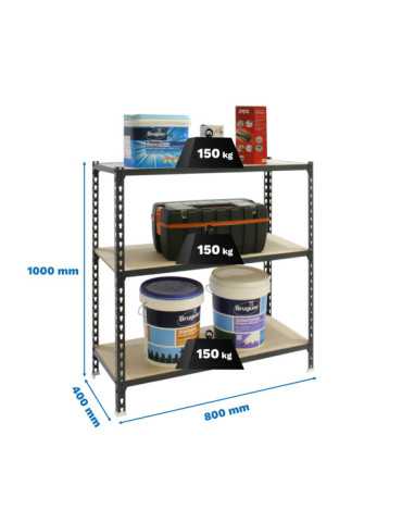 Estanteria 1000x800x400 MADERCLICK MINI 3/400 1000 ANTRACITA/MADERA marca SIMONRACK