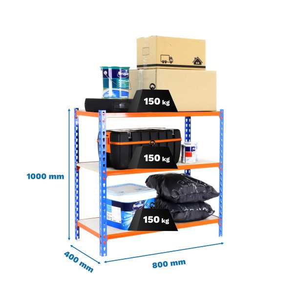 Estanteria 1000x800x400 MADERCLICK MINI 3/400 1000 AZUL/NARANJA/MADERA marca SIMONRACK