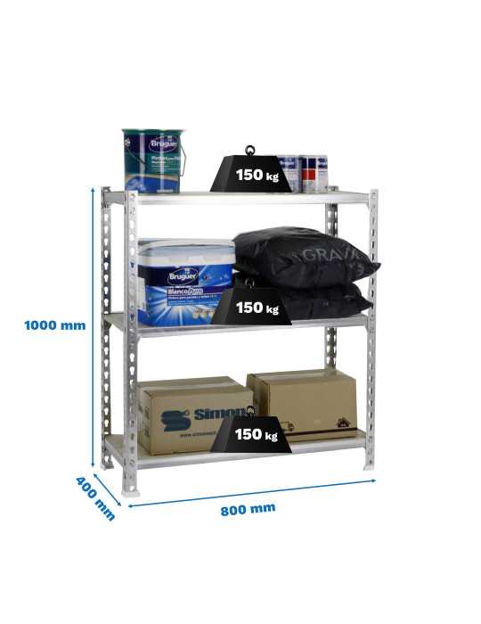 Estanteria 1000x800x400 MADERCLICK MINI 3/400 1000 GALVA/MADERA marca SIMONRACK