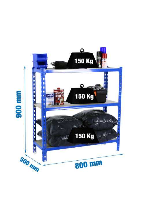 Estanteria 900x800x500 MADERCLICK MINI 3/500 900 AZUL/MADERA marca SIMONRACK