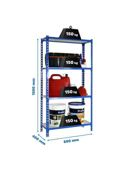 Estanteria 1500x800x400 MADERCLICK MINI 4/400 1500 AZUL/MADERA marca SIMONRACK