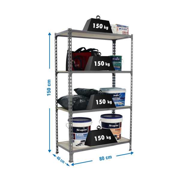 Estanteria 1500x800x400 MADERCLICK MINI 4/400 1500 GRIS/MADERA marca SIMONRACK