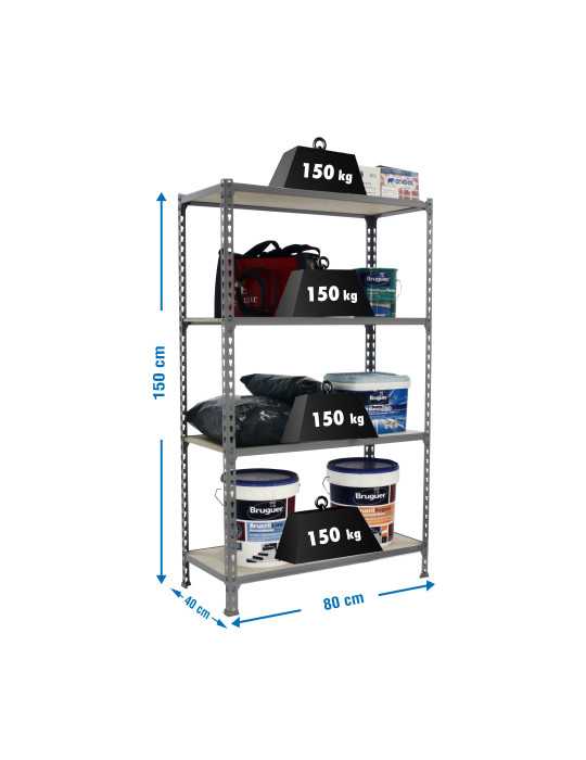 Estanteria 1500x800x400 MADERCLICK MINI 4/400 1500 GRIS/MADERA marca SIMONRACK