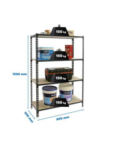 Estanteria 1500x800x500 MADERCLICK MINI 4/500 1500 ANTRACITA/MADERA marca SIMONRACK