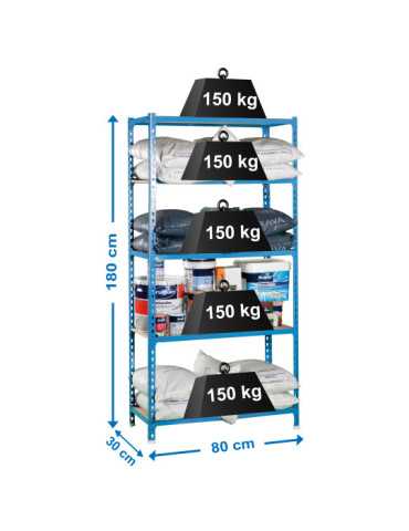 Estanteria 1800x800x300 MADERCLICK MINI 5/300 AZUL/MADERA marca SIMONRACK