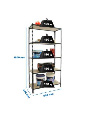 Estanteria 1800x800x400 MADERCLICK MINI 5/400 ANTRACITA/MADERA marca SIMONRACK