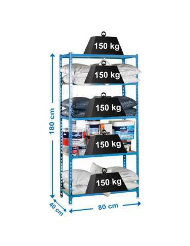 Estanteria 1800x800x400 MADERCLICK MINI 5/400 AZUL/MADERA marca SIMONRACK