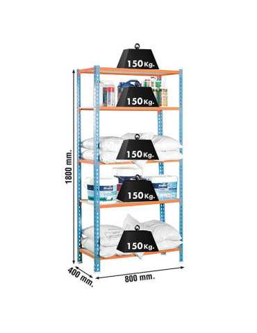 Estanteria 1800x800x400 MADERCLICK MINI 5/400 AZUL/NARANJA/MADERA marca SIMONRACK