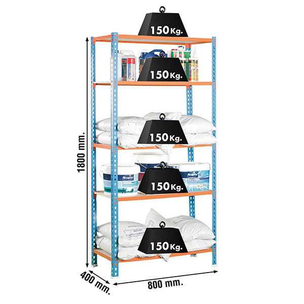 Estanteria 1800x800x400 MADERCLICK MINI 5/400 AZUL/NARANJA/MADERA marca SIMONRACK