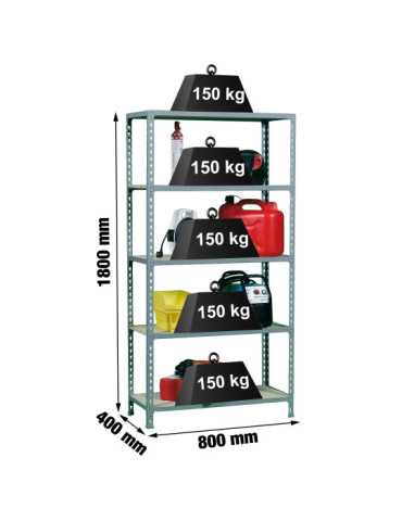 Estanteria 1800x800x400 MADERCLICK MINI 5/400 GRIS/MADERA marca SIMONRACK