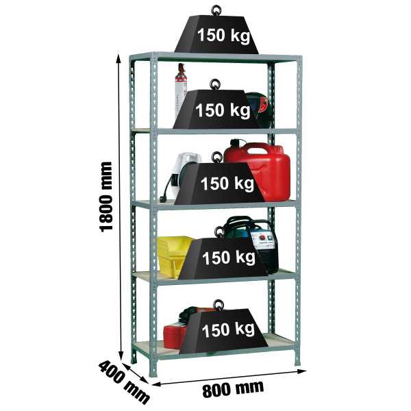 Estanteria 1800x800x400 MADERCLICK MINI 5/400 GRIS/MADERA marca SIMONRACK