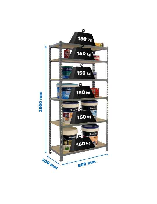 Estanteria 2500x800x300 MADERCLICK MINI 6/300 GRIS/MADERA marca SIMONRACK