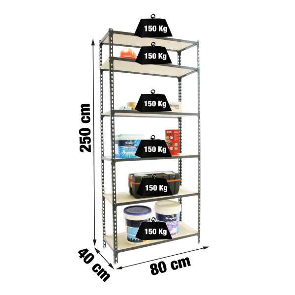 Estanteria 2500x800x400 MADERCLICK MINI 6/400 ANTRACITA/MADERA marca SIMONRACK
