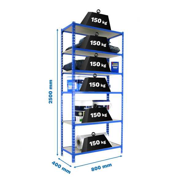 Estanteria 2500x800x400 MADERCLICK MINI 6/400 AZUL/MADERA marca SIMONRACK