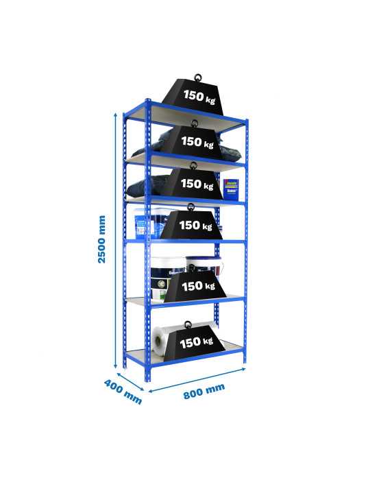Estanteria 2500x800x400 MADERCLICK MINI 6/400 AZUL/MADERA marca SIMONRACK