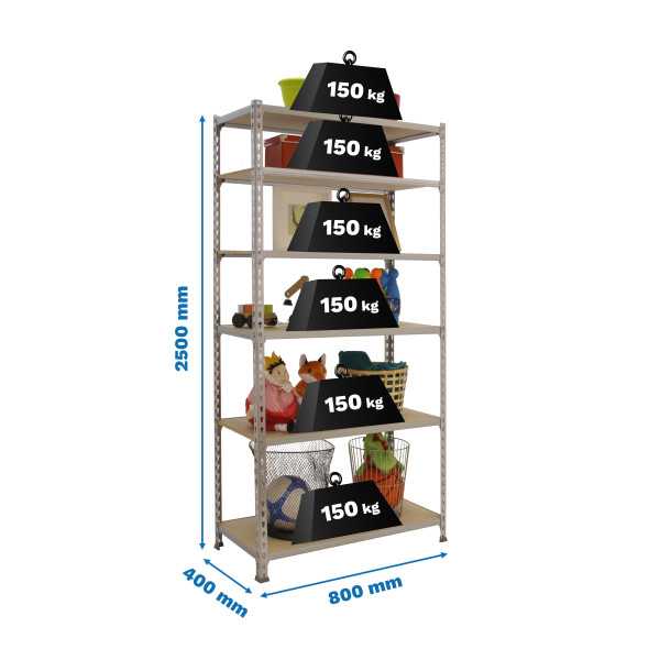 Estanteria 2500x800x400 MADERCLICK MINI 6/400 GALVA/MADERA marca SIMONRACK
