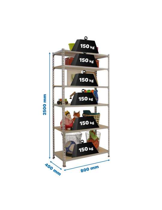 Estanteria 2500x800x400 MADERCLICK MINI 6/400 GALVA/MADERA marca SIMONRACK