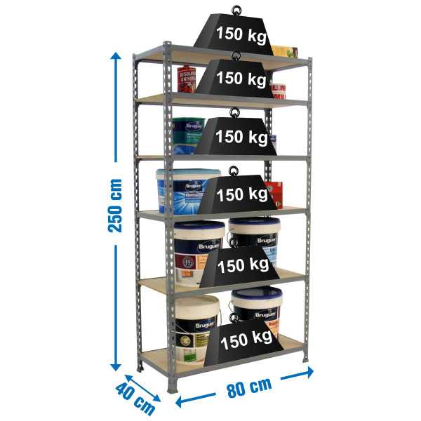 Estanteria 2500x800x400 MADERCLICK MINI 6/400 GRIS/MADERA marca SIMONRACK