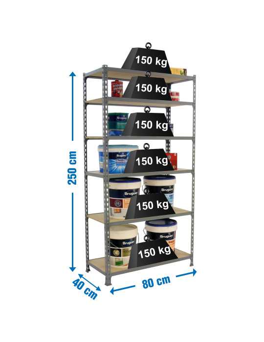 Estanteria 2500x800x400 MADERCLICK MINI 6/400 GRIS/MADERA marca SIMONRACK
