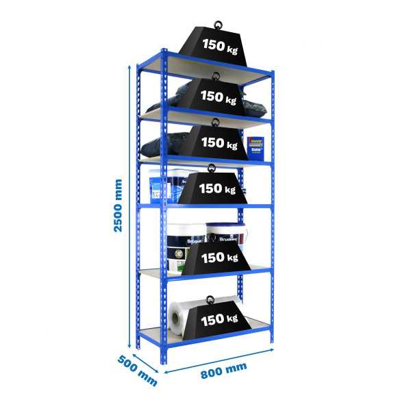 Estanteria 2500x800x500 MADERCLICK MINI 6/500 AZUL/MADERA marca SIMONRACK