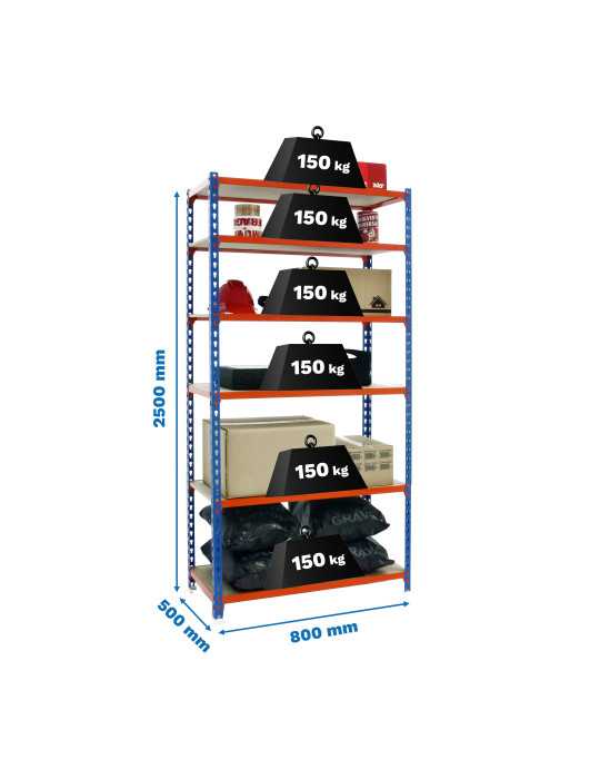 Estanteria 2500x800x500 MADERCLICK MINI 6/500 AZUL/NARANJA/MADERA marca SIMONRACK