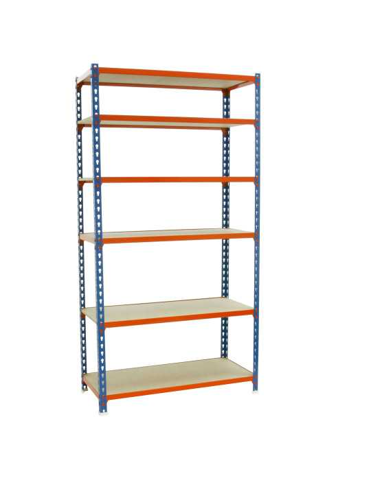 Estanteria 2500x800x500 MADERCLICK MINI 6/500 AZUL/NARANJA/MADERA marca SIMONRACK