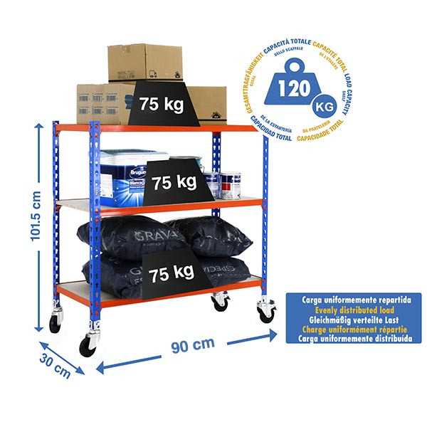 Estanteria 975x900x300 MADERCLICK MOBILE 3/300 900 AZ/NAR/MAD marca SIMONRACK