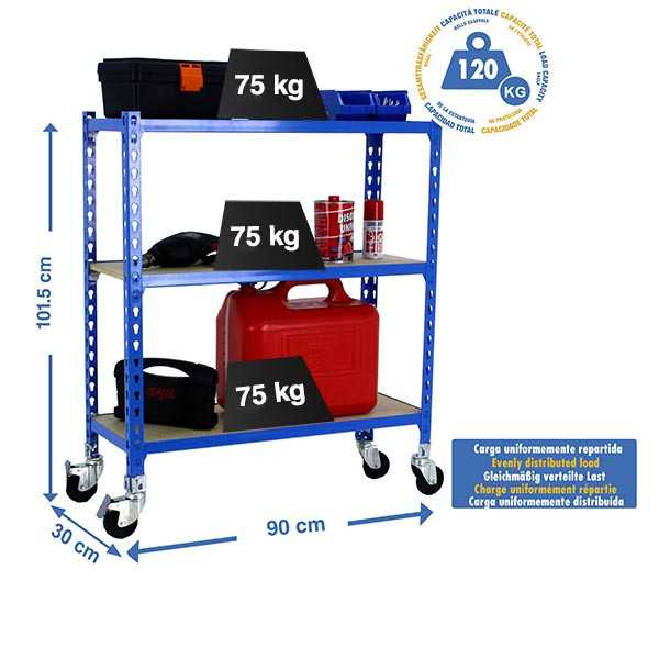 Estanteria 975x900x300 MADERCLICK MOBILE 3/300 900 AZUL/MADERA marca SIMONRACK