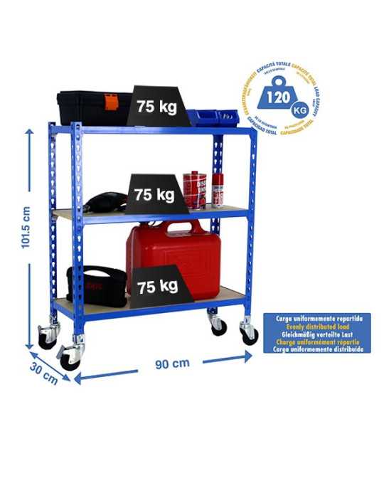 Estanteria 975x900x300 MADERCLICK MOBILE 3/300 900 AZUL/MADERA marca SIMONRACK