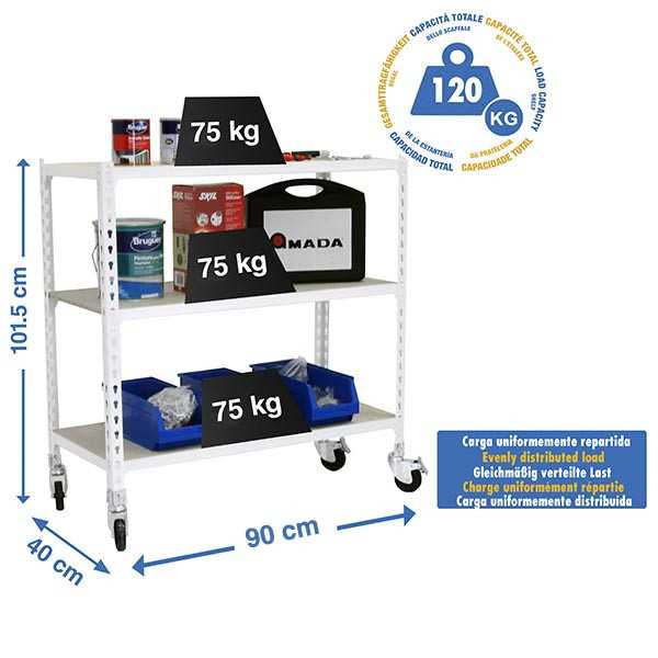 Estanteria 975x900x400 MADERCLICK MOBILE 3/400 900 BLANCO/MADERA marca SIMONRACK