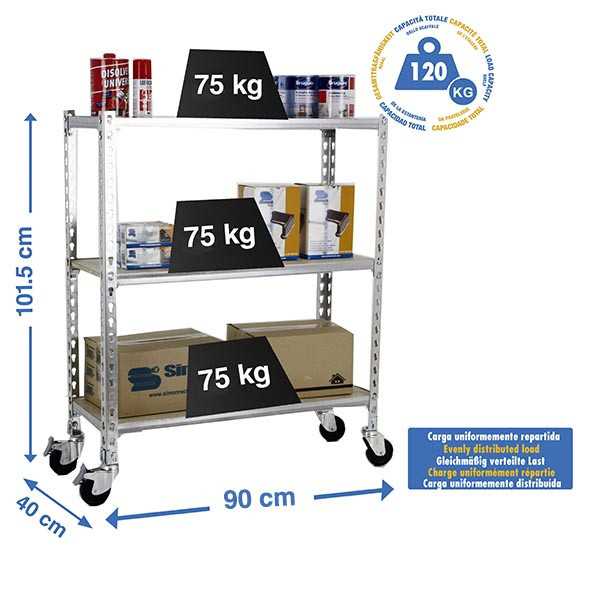 Estanteria 975x900x400 MADERCLICK MOBILE 3/400 900 GALVA/MADERA marca SIMONRACK