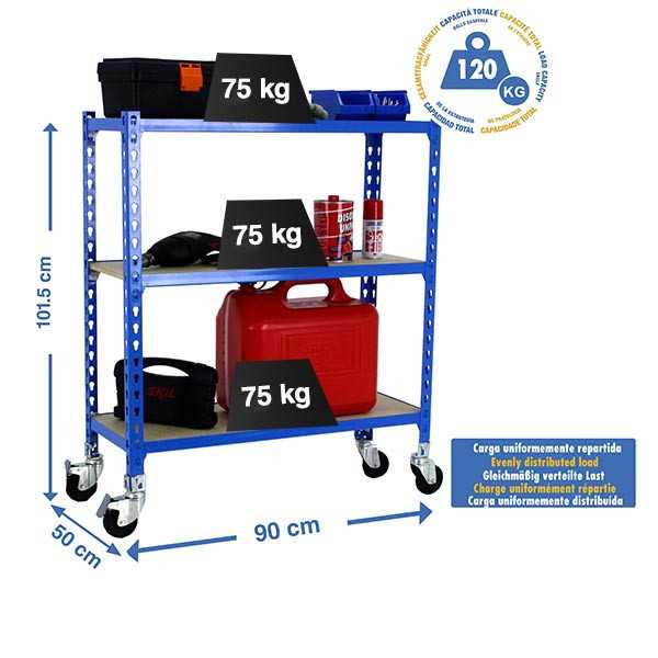 Estanteria 975x900x500 MADERCLICK MOBILE 3/500 900 AZUL/MADERA marca SIMONRACK