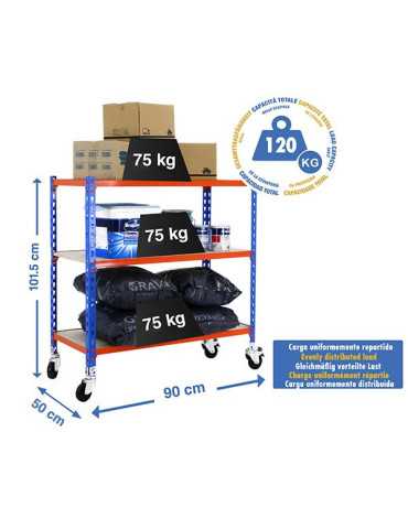Estanteria 975x900x500 MADERCLICK MOBILE 3/500 900 AZUL/NARANJA/MADER marca SIMONRACK