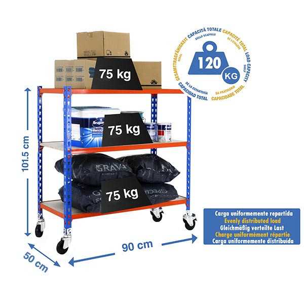 Estanteria 975x900x500 MADERCLICK MOBILE 3/500 900 AZUL/NARANJA/MADER marca SIMONRACK