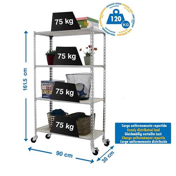 Estanteria 1575x900x300 MADERCLICK MOBILE 4/300 1500 GALVA/MADERA marca SIMONRACK