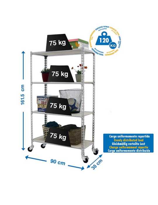 Estanteria 1575x900x300 MADERCLICK MOBILE 4/300 1500 GALVA/MADERA marca SIMONRACK