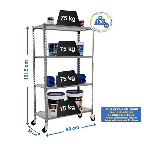 Estanteria 1575x900x300 MADERCLICK MOBILE 4/300 1500 GRIS/MADERA marca SIMONRACK