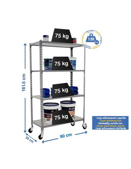 Estanteria 1575x900x300 MADERCLICK MOBILE 4/300 1500 GRIS/MADERA marca SIMONRACK