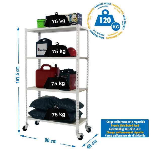 Estanteria 1575x900x400 MADERCLICK MOBILE 4/400 1500 BLANCO/MADERA marca SIMONRACK