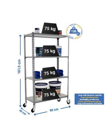 Estanteria 1575x900x400 MADERCLICK MOBILE 4/400 1500 GRIS/MADERA marca SIMONRACK